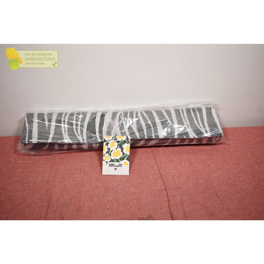 Diane Von Furstenberg Black and White Zebra Oversized Table Runner 20x90"